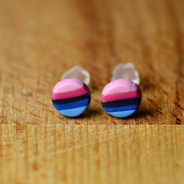 Omnisexual Flag Tiny Stud Earrings - LBGT Jewellery - Hypoallergenic Pride Earrings