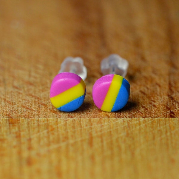 Pansexual Tiny Stud Earrings On Hypoallergenic Nickel Free Posts