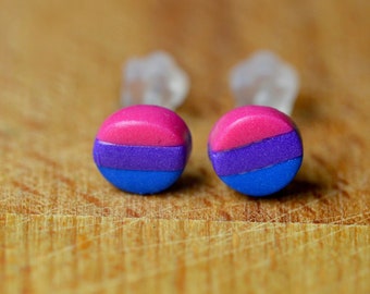 Bisexual Flag Tiny Stud Earrings - LBGT Jewellery - Hypoallergenic Pride Earrings