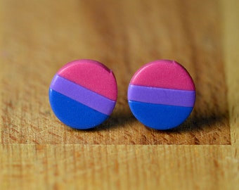 Bi Earrings - Pride Flag Polymer Clay Studs