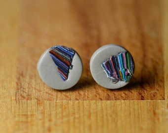 Round Flat Studs - Round Polymer Clay Stud Earrings
