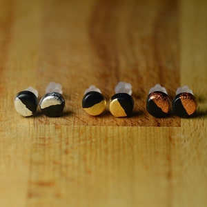Tiny Black Stud Earring Set - Hypoallergenic Studs - Unisex Earrings