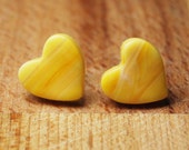 Stud Earrings - Lemon Polymer Clay Heart Earrings - Citrus Stud Earrings - Cute Modern Earrings For Her - Silver Plated Butterfly Posts