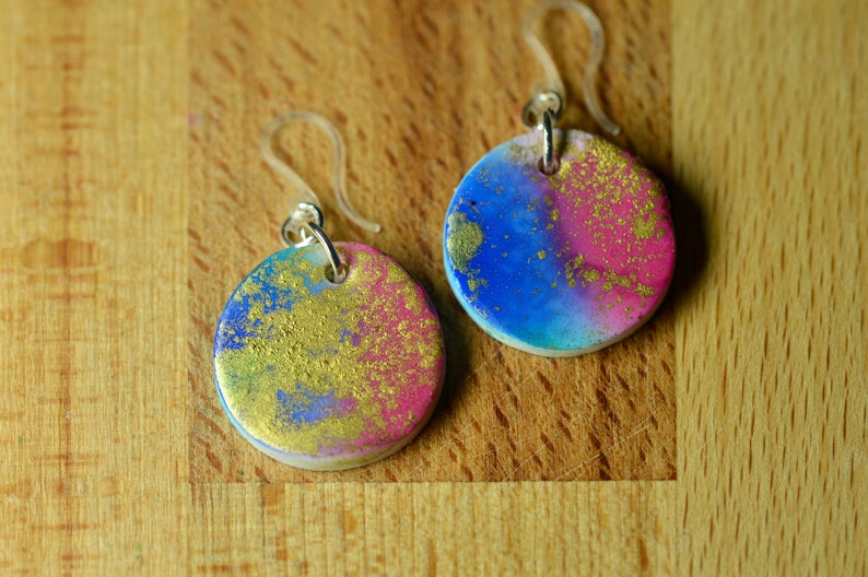 Galaxy Dangle Earrings On Plastic Hooks For Metal Allergies