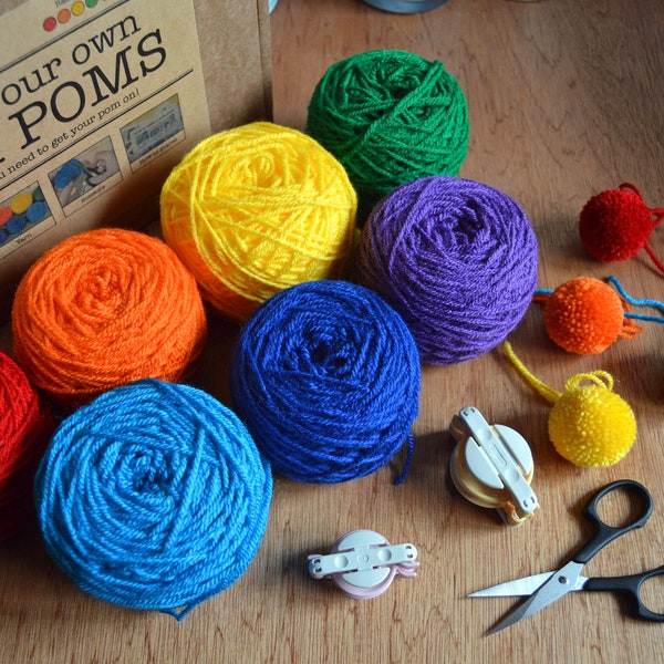 Pompom Bastelset - Regenbogen Pompoms Bastelset für Erwachsene