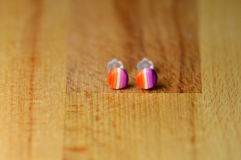 Tiny Lesbian Pride Earrings - Hypoallerenic LBGT Jewellery - Lesbian Flag 