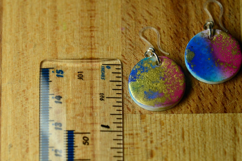 Galaxy Dangle Earrings On Plastic Hooks For Metal Allergies