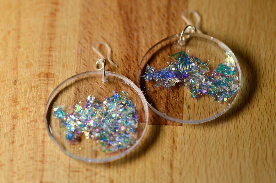 Dazzling Resin Glitter Drop Earrings: Hypoallergenic Sparkly