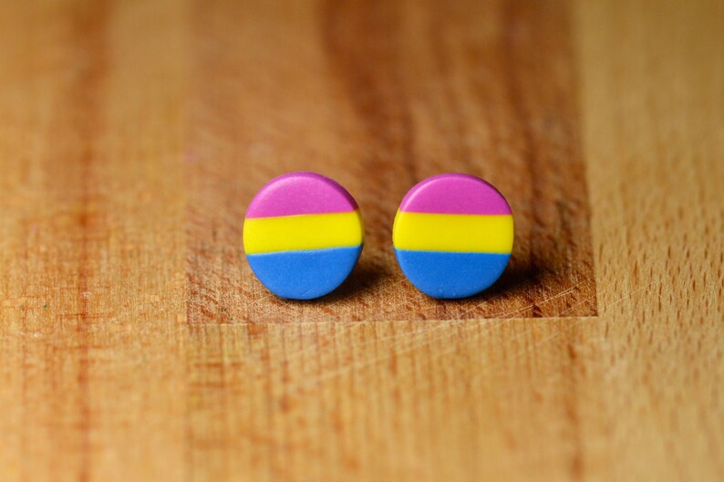 Pansexual Pride Earrings Pansexual Hypoallergenic Studs | Etsy