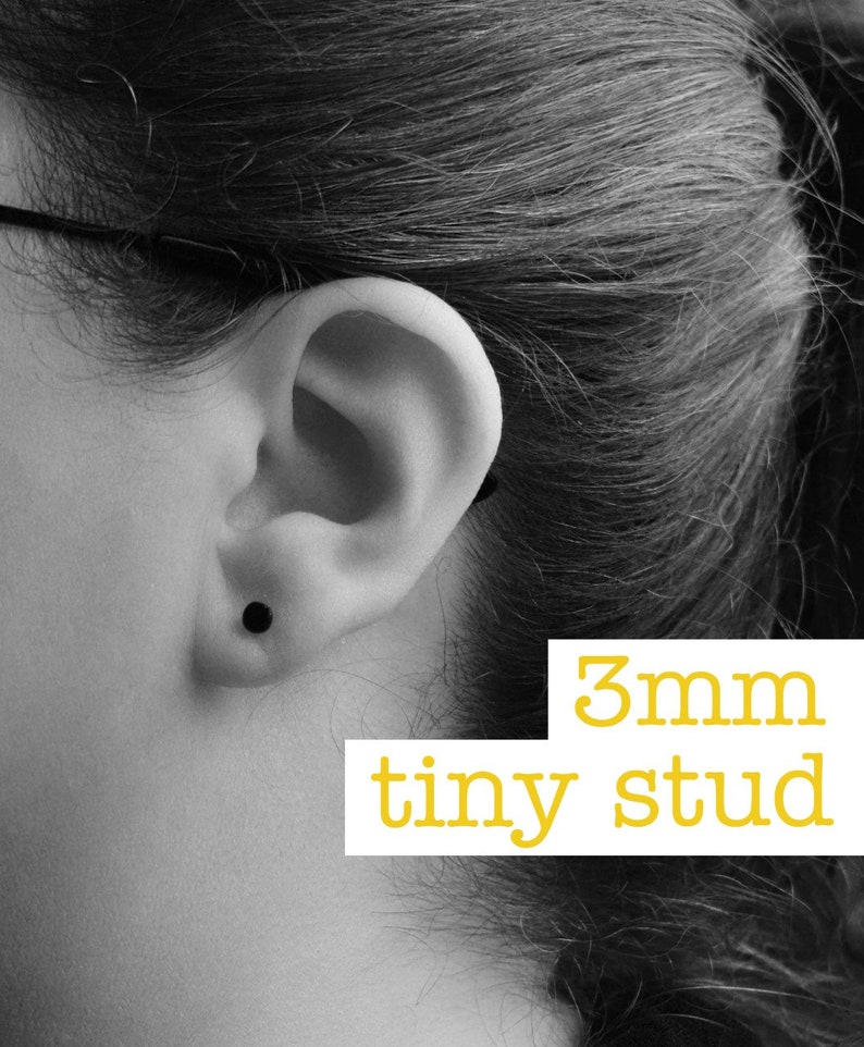 Very Little 3mm Plastic Post Earrings Fimo Studs For Sensitive Ears