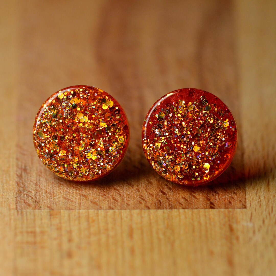 Unique Resin Ear Rings Unique Round Sparkly Resin Earrings - Etsy