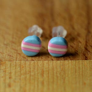 Subtle Transgender Pride Flag Studs: Tiny 6mm Metal-Free Professional Earrings