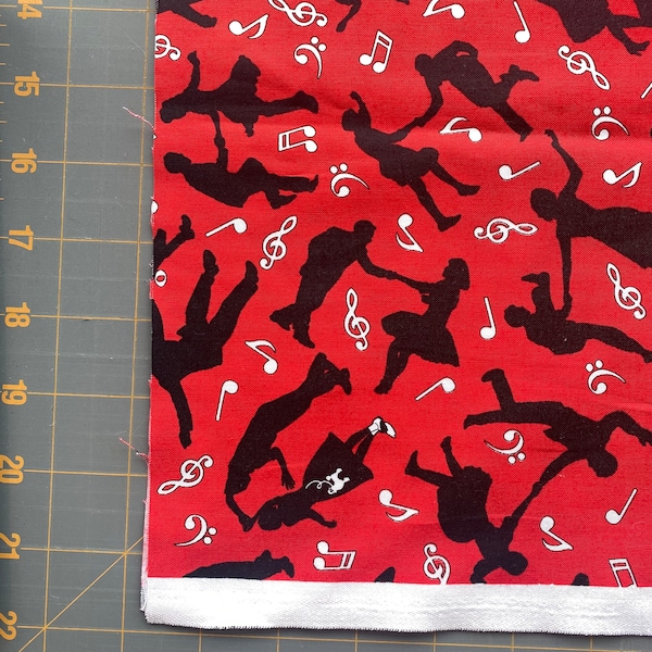 Rock Around the Clock by Blank Quilting Dancing Red and Black Cotton Fabric