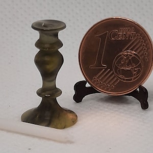 Romantischer Kerzenleuchter, handgedrechselt aus marmoriert gefärbtem Acryl, 20 mm hoch, 11 mm Ø, Puppenhaus, Miniaturen 1:12, OOAK