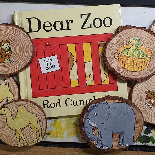 Dear Zoo Natural pine wood tactile Story Rounds