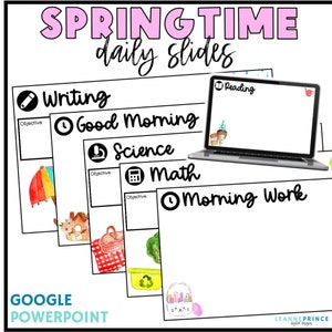 Spring Google Slides and Powerpoint templates, Digital Classroom Resources, Compatible with Google Slides and PowerPoint
