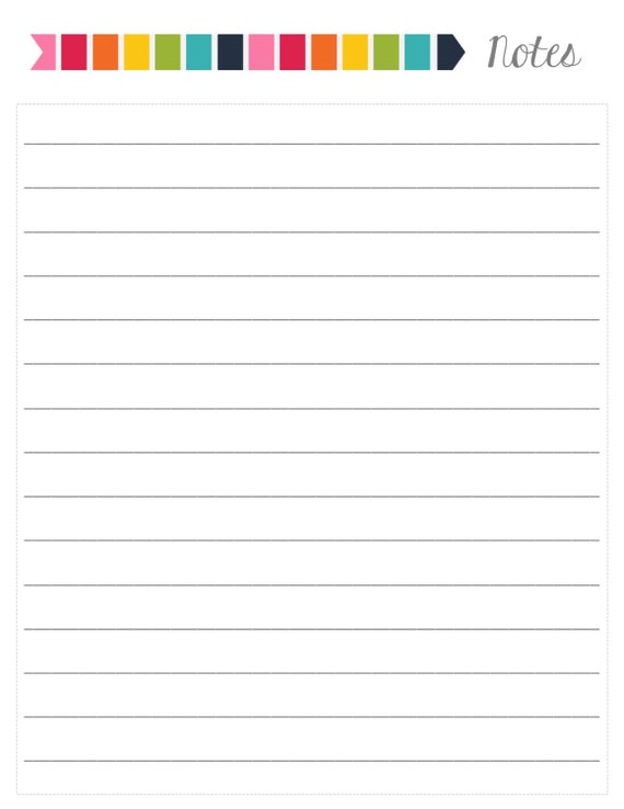 Downloadable Printable Notes Page Downloadable Printable Notes Page