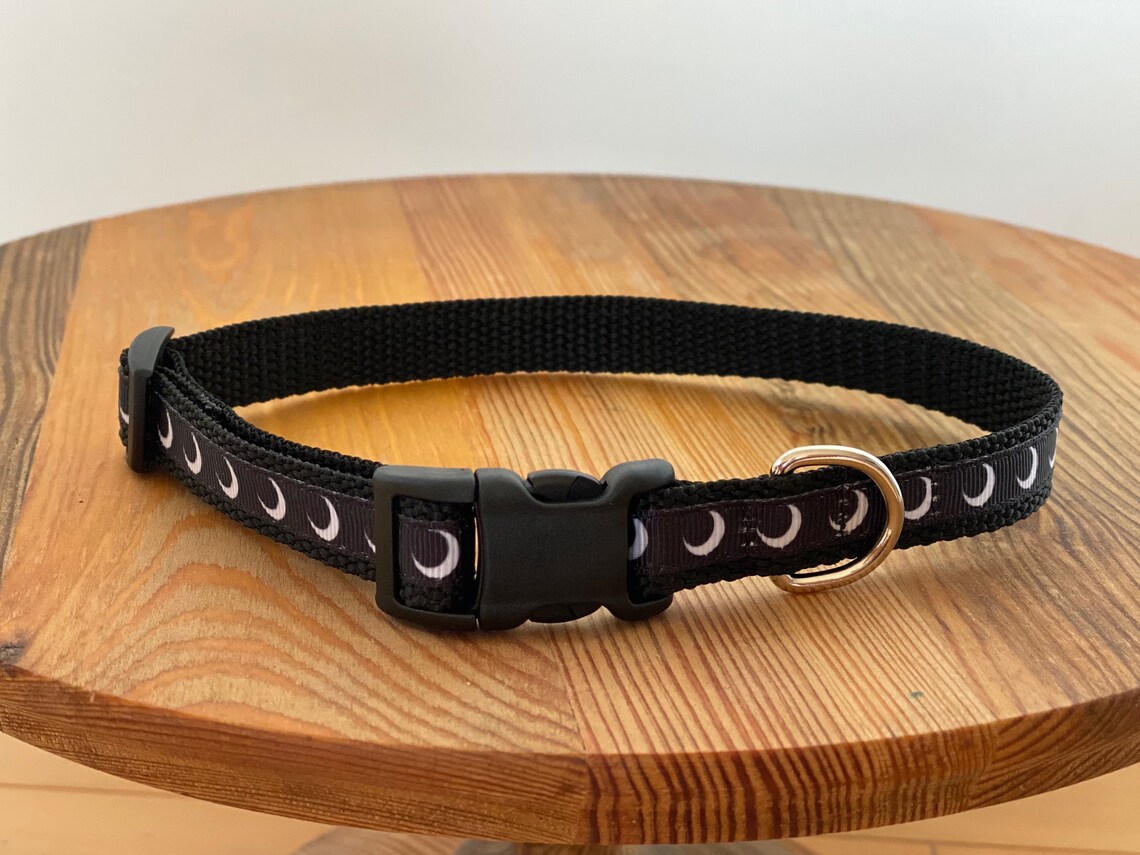 Crescent Moon Dog Collar Small Breed Adjustable Moon Etsy