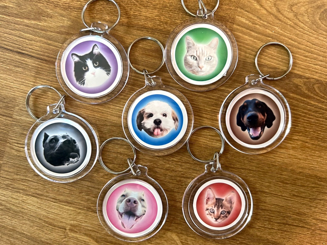 Custom Pet Keychain Pet Photo Keyring Personalized Pet Gift Photo