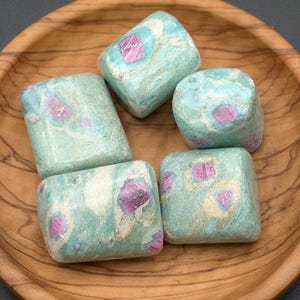 Ruby in fuchsite tumbled stones, UV reactive, pick your exact piece!