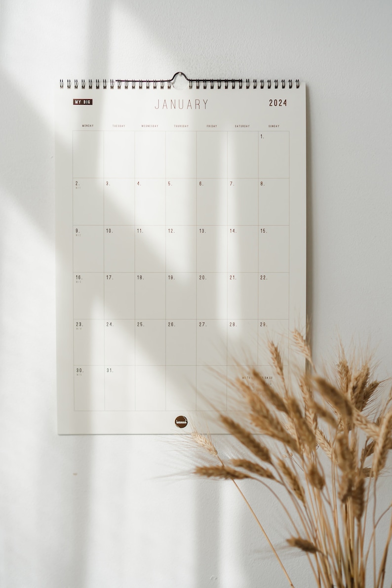 2024 Wall Calendar A3 size Minimal Large Wall Planner Organiser image 2