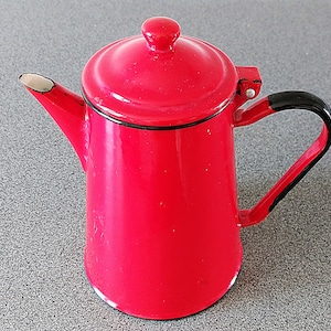 Red  Enamel Coffe Pot.
