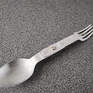 Fork and spoon. An aluminum duo.  Tourist set .