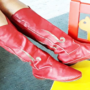 Vintage Red Boots .Red  Moccasins.