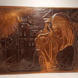 Retro Copper. Copper Girl . Copper Embossing.