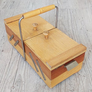Vintage Romanian Wood Sewing Box- Good for Jewelry, too! Hand