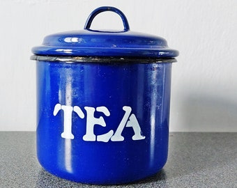 Vintage Enamel Pot With Lid .