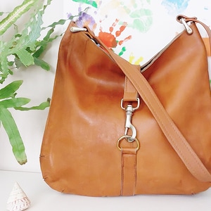 Leather bag Brown leather bag .