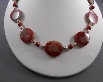 Seltene Utah rot Hirschhorn Korallen Halskette und Ohrringe Set