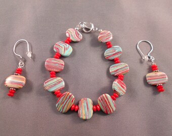 Rainbow Rutilated Quartz Rosary Necklace and Earring Set