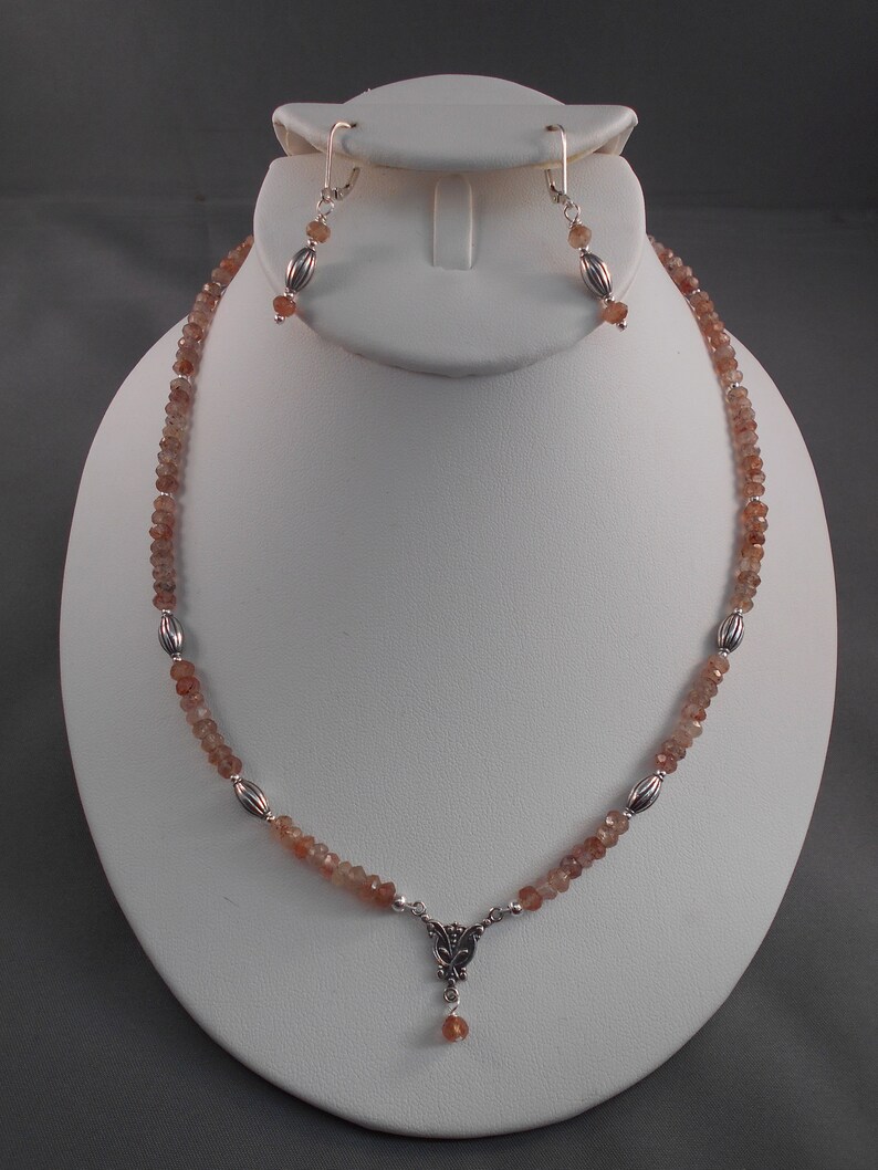 Rainbow Rutilated Quartz Rosary Necklace and Earring Set