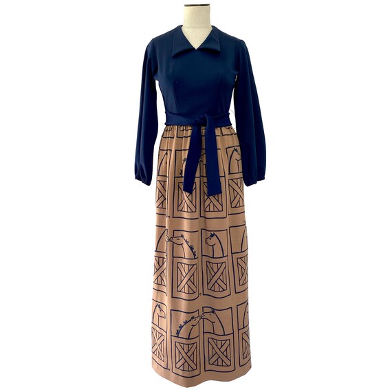 Vintage 1960s Horse Print Maxi Dress by The Vested