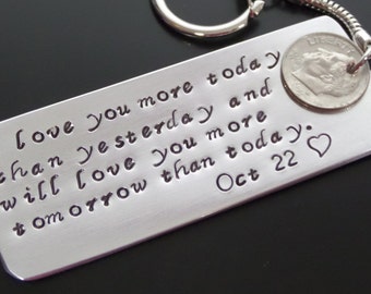 10 year Anniversary Aluminum Tin Gift ~ Keychain ~ Love note ~ custom key chain ~ Husband ~ Boyfriend ~