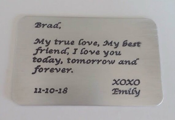 groom gift grooms gift from bride love note for husband to be or anniversary fiance mens gift idea wallet insert love note to husband