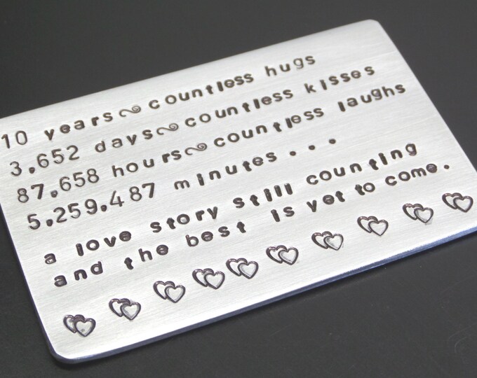 10 Ten Tin Year ANNIVERSARY Gift Wallet Insert Love Note Etsy