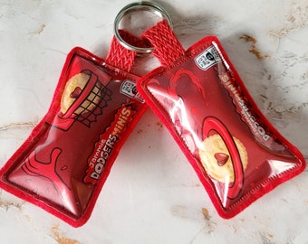 Jammie Dodgers Keyring Handmade using a Recycled Biscuit Wrapper for Birthdays, Anniversaries or Valentines