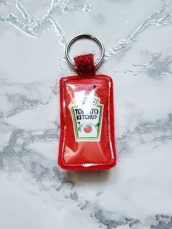 Ketchup Keyring, Keychain, Novelty Keyring Handmade Using a Ketchup Keyring, Keychain, Novelty Keyring Handmade Using a