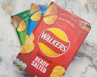 Walkers Crisps A6 Notepad Notebook, List Maker Hand Covered using Recycled Crisp Wrappers for Birthdays, Anniversaries or as a Thank You