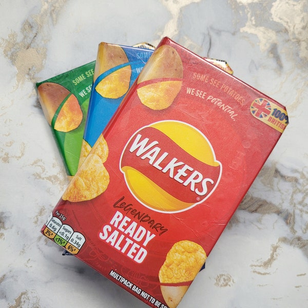 Walkers Crisps A6 Notizblock Notizbuch, List Maker Handgemacht mit Recycelten Crisp Wrappern für Geburtstage, Jubiläen oder als Dankeschön