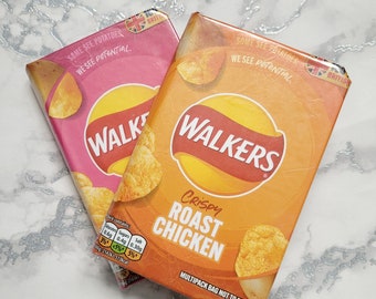 Walkers Crisps A6 Lined Notepad Hand Covered using Recycled Snack Wrappers by Mylittlesweethearts for Birthdays or Anniversaries