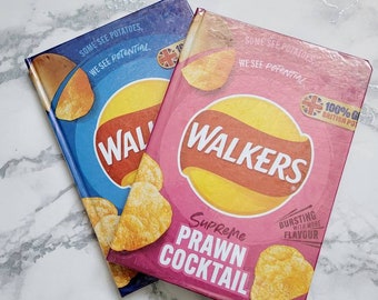 Walkers A5 Notebook, Notepad, List Maker, Organiser Covered using Recycled Crisp Wrappers. Fab Gift for Birthdays or Anniversaries