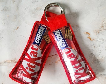 Kit Kat Chunky Keyring Handmade using an Upcycled Snack Wrapper by Mylittlesweethearts for Birthdays, Anniversaries or as a Thank You