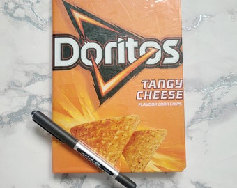 Doritos Tangy Cheese A5 Notebook Covered using Upcycled Snack Wrappers by Mylittlesweethearts for Birthdays Anniversaries or  as a Thank You