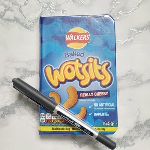 Wotsits Lined A6 Notebook Handmade using Recycled Snack Wrappers for Wotsits Lovers. Gift for Birthdays, Anniversaries or as a Thank You