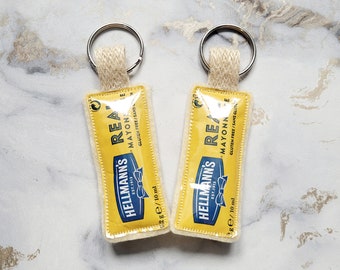 Hellman's Mayonnaise Keyring Handmade using a Recycled Sauce Wrapper by Mylittlesweethearts  for Birthdays, Anniversaries or as a Thank You