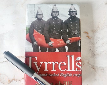 Tyrrell's Sweet Chilli A6 Notebook Covered with an Upcycled Crisp Wrapper. For Birthdays, Anniversaries or as a Thank You